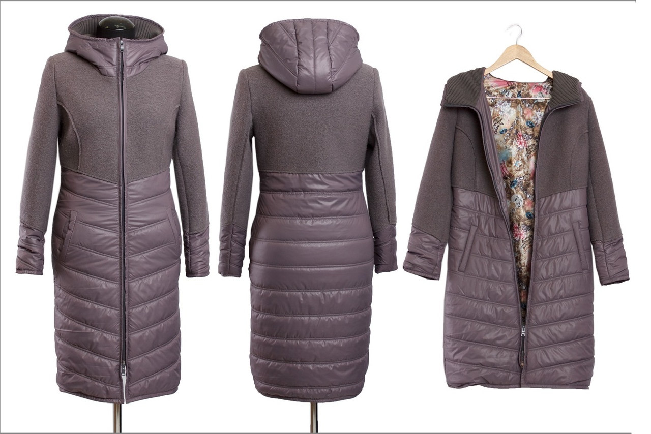 Демисезонное пальто на синтепоне женская купить. Пальто стеганое Феникс н8026. Комбинированное пальто женское. Пальто комбинированное с плащевкой. Женские пальто из плащевой ткани.